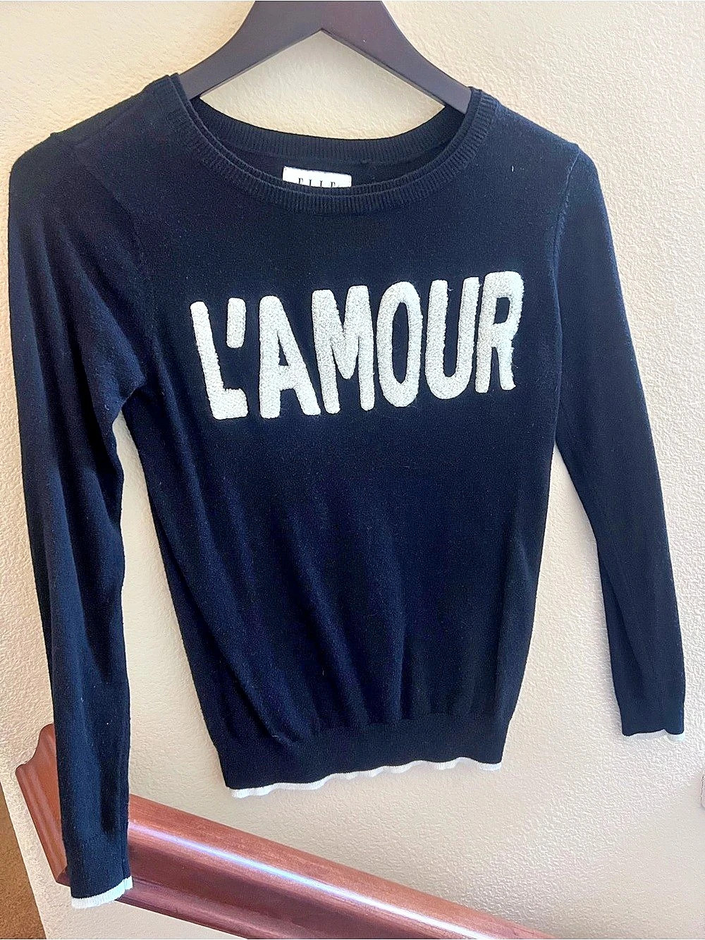 ELLE L'AMOUR Crew Sweater Black & White Size XS